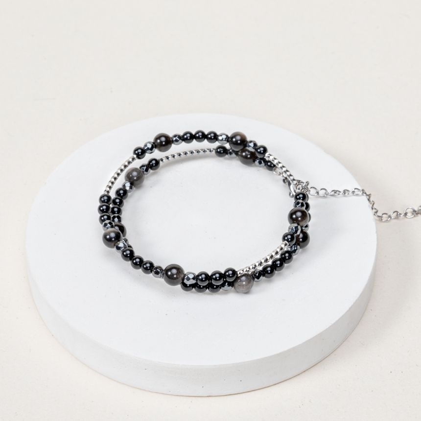 Bracelet Terra - Obsidienne, Hématite, Tourmaline